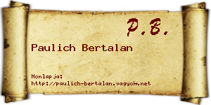 Paulich Bertalan névjegykártya
